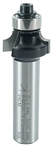 ENT 14364 Abrundfräser HW, Schaft (S) 12 mm, Durchmesser (D) 20,7 mm, NL 9,5 mm, R 4 mm, SL 40 mm, mit Kugellager