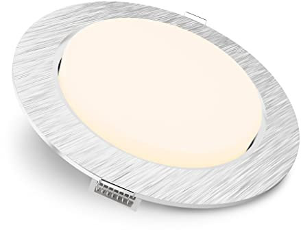 SSC-LUXon LED Einbauleuchte RX-3 Einbaustrahler rund Alu gebürstet - mit GX53 LED 3W warmweiß 230V - flacher Deckenspot