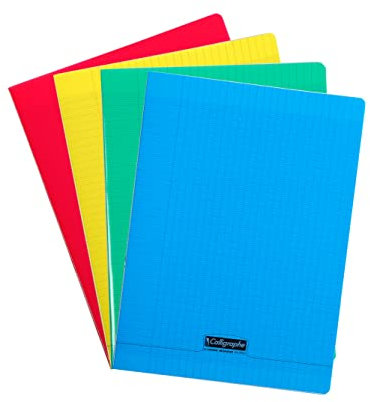 Calligraphe 18090C - Heft / Schulheft Calligraphe DIN A4+ 24x32 cm, 48 Blatt, französische Lineatur, 90g, farbig sortiert, 1 Stück
