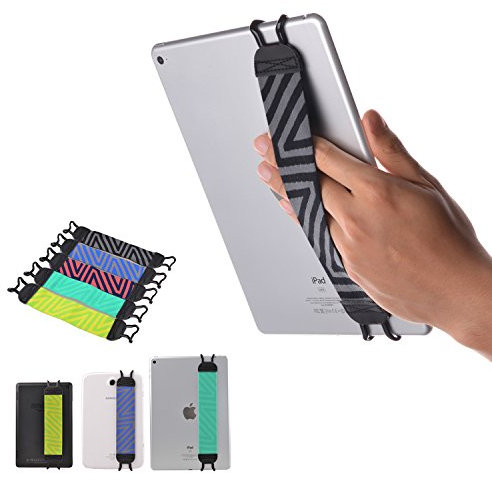 TFY Elastisches Halteband für Tablet Smartphone eReader - iPad 10/9/8 / Mini 6 & Mini 5 & Mini 4 / Air 4 / Air 5 / iPad Pro 9.7, Pro 11 - Tablet Pcs - Nexus 7 / Nexus 10 und Andere (Schwarz)