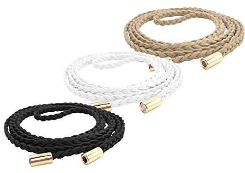 TeeYee Cintura donna sottile cintura/corda/catena (nero bianca albicocca, 160cm)