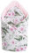 Medi Partners Einschlagdecke Steckkissen Minky 100% Baumwolle 75x75 cm Schlafsack doppelseitiges weich ganzjährig multifunktional antiallergisch Babys (Blument mit Hellrosa Minky)