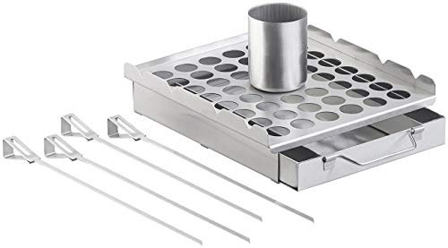 Rosenstein & Söhne Grillaufsatz: 5in1-Grill-Aufsatz aus Edelstahl, 4 Spieße, für Hähnchen, Gemüse & Co. (Grillaufsatz für Spieße, Hähnchen, Hähnchengrill)
