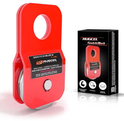 RUGCEL WINCH Bloc d'arrachage de treuil robuste 4,8 T, capacité de 4 762,7 kg (rouge)