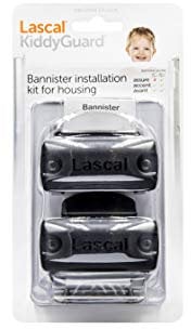 Lascal KiddyGuard Avant/Accent/Assure Rohrhalterung Set für Rollgehäuse, Stangenhalterung für runde oder eckige Geländer bis 50 mm Durchmesser, 2er-Set Rohrschellen, schwarz