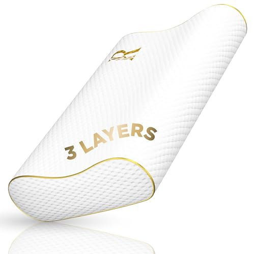 Royal Therapy King Memory Foam Kissen - Ergonomisches Halswirbelkissen bei Nacken- und Schulterschmerzen - Mittelfestes Konturkissen für Seiten-, Rücken- und Bauchschläfer - CertiPUR-US Zertifiziert