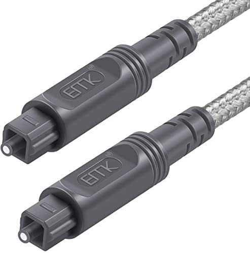 EMK Câbles Optique Câble Audio Numérique Optique Câbles Toslink SPDIF pour Barre de son, Cinéma maison, Téléviseur, Haut-parleur (Gris, 1 m)