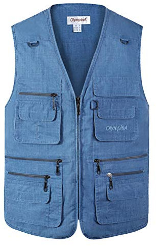 Daoba Herren Outdoor Weste mit Vielen Taschen Anglerweste Leicht Safari Weste Sommer Multifunktionsweste Atmungsaktiv Angeln Weste