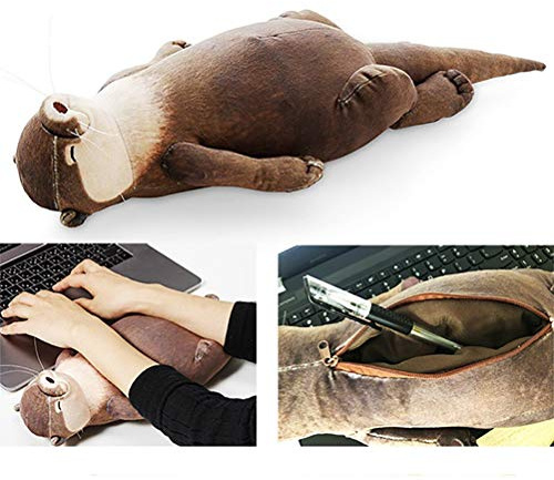 Federmappe, großes Fassungsvermögen, niedlicher Otter, gefüllte Daunen, Baumwolle, Handgelenkpolster, Kissen-Tasche, Kinder, Weihnachten, Geburtstag, Geschenk Schule und