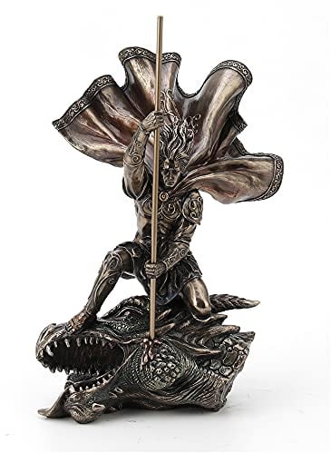 Veronese Design The Dragon Slayer Fantasy Statue, kaltgegossen, bronzefarbenes Kunstharz, Heimdekoration, Sammlerstück, 29 cm hoch