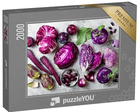 puzzleYOU: Puzzle 2000 Teile „Rohe lila Gemüse über grauem Beton“ – aus der Puzzle-Kollektion Küche, Essen und Trinken