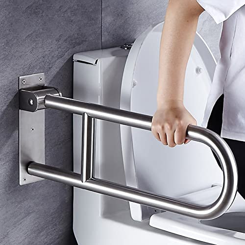 Edelstahl Stützklappgriff,Aufstehhilfe Toiletten Stütz-Haltegriff, Toilette Klappgriff,Toiletten Badezimmer Stütz Haltegriff,Rutschfest Klappgriff,Sicherheits Haltegriff (60cm/23.6in)