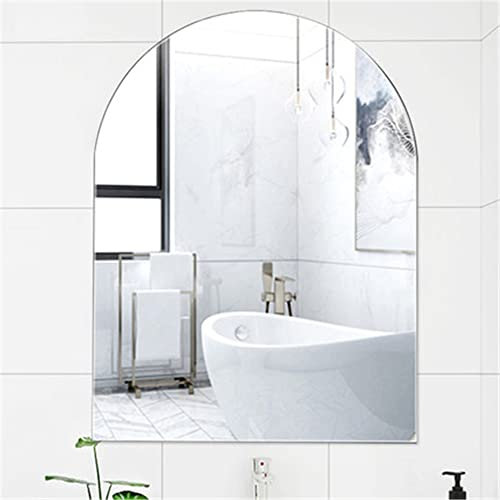 ENKI - Horizon Frameless Arched Polished Edge Glass Wall Mirror (40cm x 60cm) for Bathroom, Bedroom, Living Room & Hallway – Durable, Easy to Install, Make Up & Home Decor
