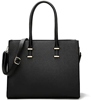 FANDARE Damen Laptoptasche Handtasche Tote Beutel Wasserdicht Umhängetaschen Schultertasche PU-Leder Henkeltaschen für Reisen Einkaufen Arbeiten Business Schwarz