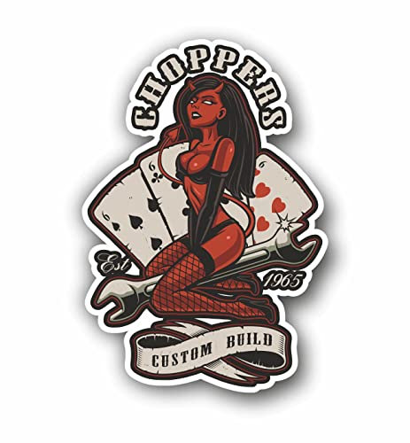 AMA SHOP Aufkleber aus PVC für Damen, sexy auf Schraubenschlüssel, Pin Up, Wandaufkleber, Laptop, Aufkleber für Helm, Motorrad, Wohnmobil, Auto, PC
