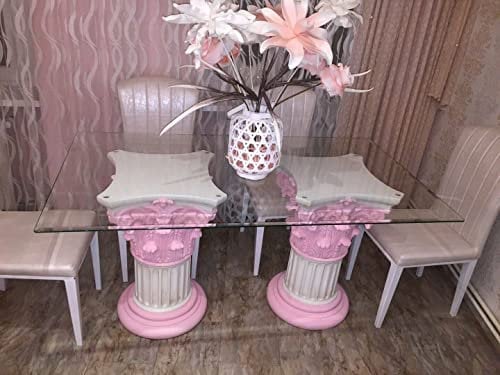 Bavary Lola Esstisch Glastisch, Säulentisch, Designertisch Wohnzimmertisch Kanzleitisch, Praxistisch 100% Handgefertigt Antik Stil Retro