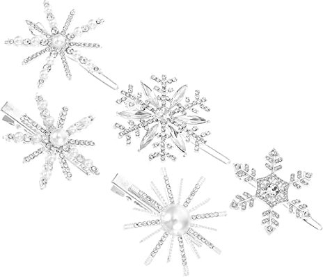 Beaupretty 5 Stücke Weihnachten Haarspangen Perle Schneeflocke Haarspangen Glänzend Bobby Hochzeit Haarschmuck für Partys