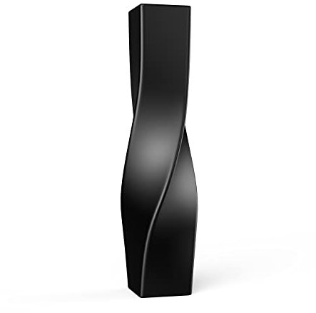 Keramikvase, 41.5 cm hoch, geometrisch, dekorativ, Vasen, modernes Zuhause, Wohnzimmer, Eingangsbereich, Tafelaufsätze, hohe Blumenvase für Regal, gedrehte, kreative einzigartige Schwarze Vase