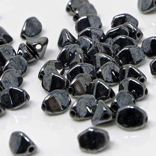 Glasperlen Pinch Beads 5x3mm 55 St. Perlen Schwarz Hämatit Schmucksteine beschichtet zum Basteln