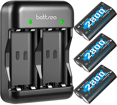 Battsea 3 x 2800mAh Wiederaufladbarer Akku für Xbox One/Series Controller mit Schnellladestation Kompatibel mit Xbox One/One S/One X/Series S Zubehör Xbox Controller Rechargeable Battery Pack Kit