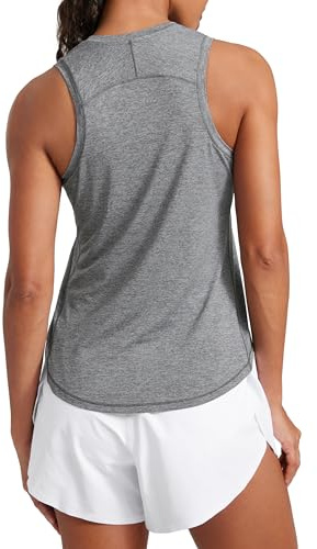 CRZ YOGA Lightweight Tank Top for Women Racerback Sleeveless Workout Tops High Neck Athletic Running Shirts Platinum HeatherPlatinum Heather 10