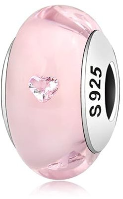 Charm Murrina Silicone Rosa con cuori in argento 925 - Les Folies per Pandora