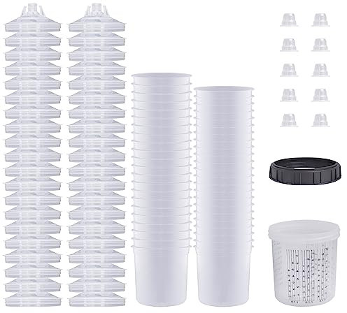 ROIIKETU Bicchiere professionale usa e getta da 25 x 600 ml con scala graduata, misurino per miscelare la vernice, bicchiere dosatore usa e getta (50, 600 ml) (20 Ounce Cup)