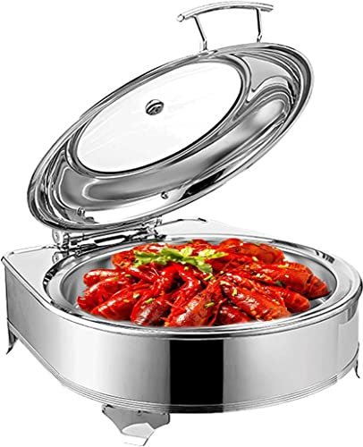 Chafing Dish Chauffe-Plat en Acier INOX, Bain Marie, Chauffe Plat Electrique avec Couvercle Transparent, Buffet Chauffant Plat à Température Réglable, 6l