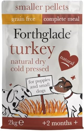 Forthglade Dry Dog Food, Cold Pressed (2kg Resealable Bag), Puppy and Small Dog Dry Meals with Turkey & Vegetables, Hypoallergenic Dog Food, Grain Free Complete Meal for Good Gut Health