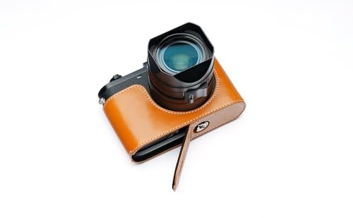 Kameratasche für Leica Q3, echtes Leder, handgefertigt, sandbraun