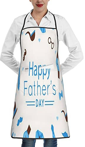 RFSHOP Delantal de cocina para el día del padre, delantal de cocina impermeable con 2 bolsillos y lazos largos, Imagen, Taille unique