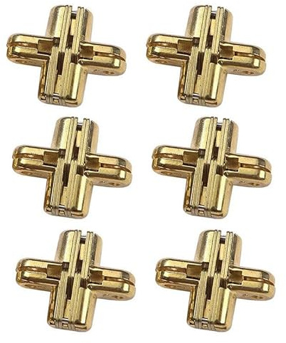 TopHomer Kreuzscharnier Unsichtbar 180°, Zinklegierung Geräuschlos,6 Stück | Goldene Oberfläche, identische Maße, zum Einbau für Klapptisch, Schrank und Holzmöbel