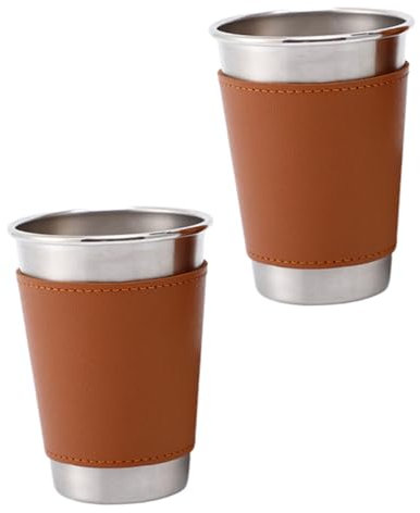 BESTonZON 2 Piezas Jarra De Cerveza De Acero Inoxidable Vaso De Café De Acero Inoxidable Tazas De Café Expreso De Acero Inoxidable Vasos De Chupito De Metal Taza Pequeña Pu Sin Mango Viajar
