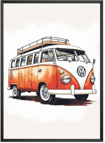 MJ-Graphics - Auto-Poster VW-Bus Oldtimer - Bild mit schönem Auto Klassiker | Wandbild Din A3 in Galerie Qualität mit extra dickem 300g Posterpapier - FineArt Kunstdruck ohne Bilderrahmen