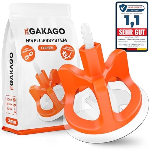 Gakago Sistema de nivelación de baldosas Juego de 300 piezas 3 mm - Ayuda a la colocación para un patrón de juntas perfecto - Gama superior para grosores de baldosa de 3-18 mm