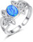 KINGWHYTE Blauer Opal Ring 925 Sterling Silber Keltische Ringe für Frauen Daumen Ringe Opal Schmuck Geburtstagsgeschenke für Frauen Damen Mädchen Mum