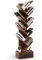 COSTWAY Tree Bookshelf, 10-Tiers Floor Standing Wooden Bookcase Storage Shelving Unit, Narrow Magazine Book Display Rack for Living Room, Bedroom and Office（Brown, with Drawer）