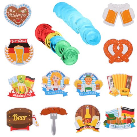 JOINPAYA 30-teiliges Oktoberfest-wirbel-dekorationsset Verzierungen für Das Oktoberfest Decken- und Baumschmuck für Die Oktoberfest-feier