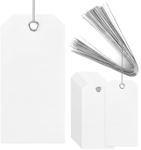 200 Stück 120 x 60 mm Ösen Etiketten mit Draht Kunststoff Etiketten mit Draht Etiketten Hartplastik stark dick langlebig praktisch (200)