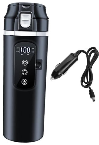 Bouilloire de Voiture, 12 V /24V Bouilloire électrique Voiture Tasse d'eau, Bouilloire électrique de Voyage Portable, 500ml, Gobelet en Acier Inoxydable 304, Tasse Chauffante pour Voiture, Camion