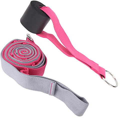 Ceinture d'étirement des jambes pour yoga, pilates, danse, kung fu, gymnastique, améliore la flexibilité et l'amplitude des mouvements avec bague d'adaptation (gris/violet)