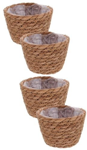 BESPORTBLE 4pièces Panier Tissé avec Doublure pour Fleurs Et Plantes Contenants Décoratifs Couleurs Aléatoires