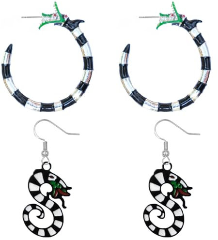 Kabwea Schlangen Ohrringe für Frauen und Mädchen - Kostüm Zubehör für Halloween Cosplay - Set für Kinder