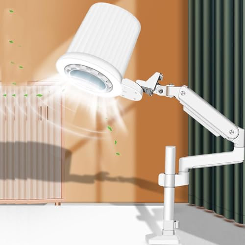 Aspirador De Polvo Para UñAs De 80 W, Aspirador De Polvo Para UñAs Con Ventilador Para Manicura, Potente Aspirador De Polvo Para UñAs De 3000 A 6500k Con Soporte Para Mesa Con Luz Led,White