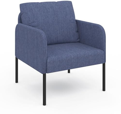 IDMarket - Fauteuil Auguste Tissu Bleu Pieds métal Noir