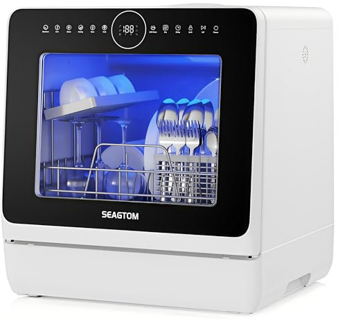 Countertop Mini Portable Dishwasher Tabletop Small Dishwasher with 5L Built-in Water Tank No HookupNeeded, Baby Care & Air-Drying Function for Apartments Dorms Camping RVs