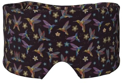Schlafmaske mit Ohrenschützern, Motiv: Blume, Kolibri, Stickerei, Druck, Schlafmaske mit Ohrenschutz, für Männer und Frauen, Seitenschläfer, Nachtgeschenk