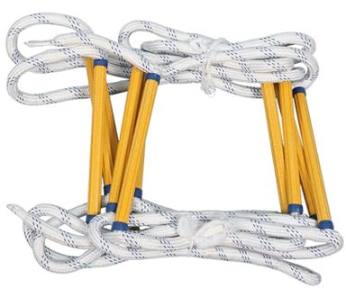 Strickleiter Feuerfeste Rettungsleiter, Schwer Entflammbare 5m Feuerleiter Sicherheitsleitern mit Karabinern, Feuerleitern Schnellen for Outdoor Balkon Fenster,2-5 Stockwerke(10FT/3M)