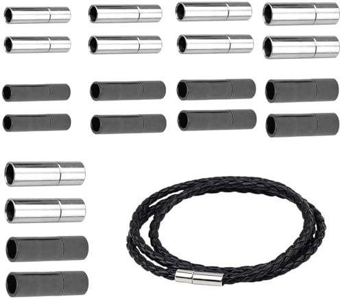 20 Stück Leder Endkappen, 5 Größen Lederband Verschluss, Schnur Endkappen, Armband Schnalle aus Kupfer Schnur, Armband Verschluss für Armband Halskette DIY Schmuckherstellung (2/2.5/3/4/5 mm)