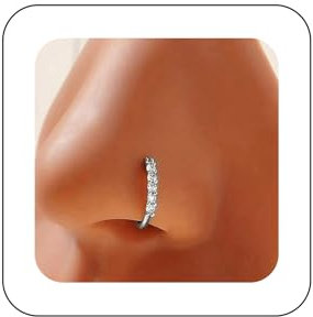 Inilbran Anneau De Nez Boho En Cristal Avec Clip Vintage Cz Anneau De Nez Avec Cerceau Barre En Argent Faux Anneau De Nez Avec Clip Strass Anneau De Nez Sans Piercing Bijoux Pour Femmes